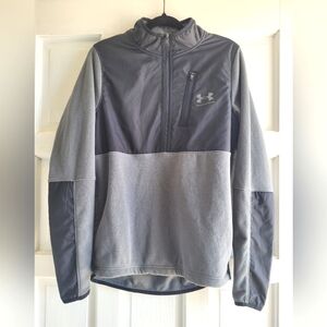Under Armour Men's Gray And Black 1/2 Zip Pullover Jacket, Size Small, Loose Fit
